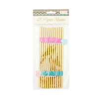 Gold Paper Straws with Name Banner By Rice DK